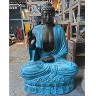 Grand Bouddha en Turquoise et Pierre Enseignant sur un Lotus - 2m