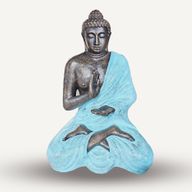 Grand Bouddha en Turquoise et Pierre Méditant dans un Stupa - 1,5m