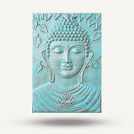 Grand Bouddha avec Cadre en ciment fibré en Relief Turquoise - 0,7x1m