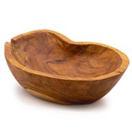 Bol à fruits en bois de teck brut et naturel - 31x22x8cm