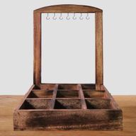 Présentoir Suspendu avec Plateau de Rangement - 9 Compartiments (3x3) - Bois Foncé