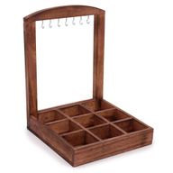 Présentoir Suspendu avec Plateau de Rangement - 9 Compartiments (3x3) - Bois Foncé