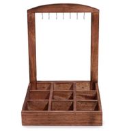 Présentoir Suspendu avec Plateau de Rangement - 9 Compartiments (3x3) - Bois Foncé