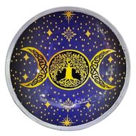 Assiette d'offrande émaillée à trois pieds – Triple Lune Violette
