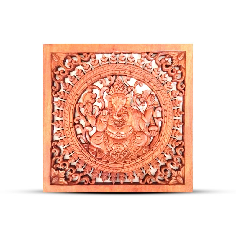 Panneau Décoratif Carré en Bois avec Bouddha 30x30cm