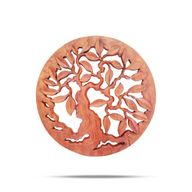 Panneau Décoratif Rond en Bois Massif avec Arbre de Vie 30cm
