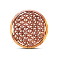 Panneau Décoratif Rond en Bois avec Fleur de Vie 40cm