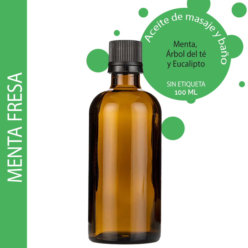 Huile de Bain et de Massage - Fraicheur Menthe Poivrée - 100ml - Marque Blanche