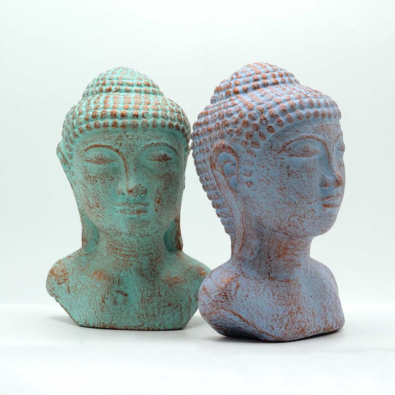 Tête de Bouddha de la Tranquillité - Cuivre vert