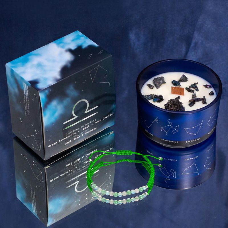 Bougie en cristal du zodiaque avec bracelet en pierres précieuses - Kit de démarrage