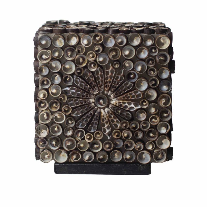 Lampe Coquillage Boho - Carré Torsadé Chocolat - 15cm
