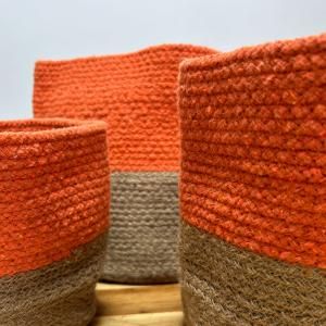Paniers en coton et jute