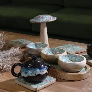 Bols, plateaux et dessous en bois de manguier artisanaux