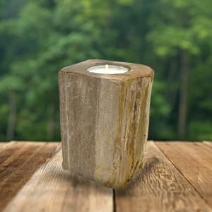 Bougeoir en pierre de bois pétrifié