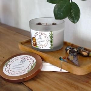 Bougies d'aromathérapie aux plantes et gemmes