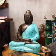 Bouddha Classique Moyen en Turquoise et Pierre - 0,5m