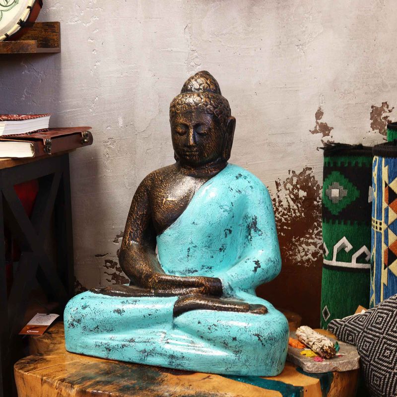 Bouddha Classique Moyen en Turquoise et Pierre - 0,5m