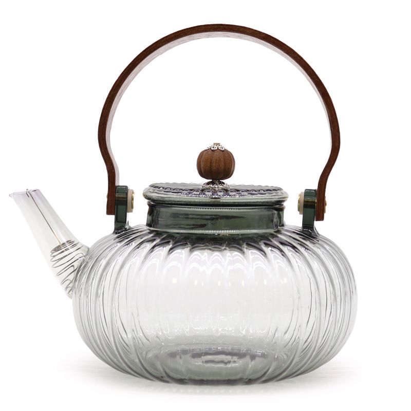 Théière en verre avec infuseur - Perle Rayée Charbon - 950 ml