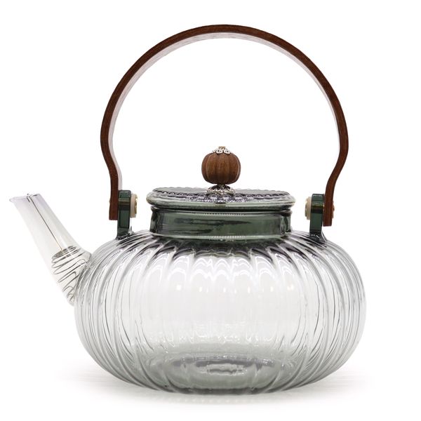 Théière en verre avec infuseur - Perle Rayée Charbon - 950 ml