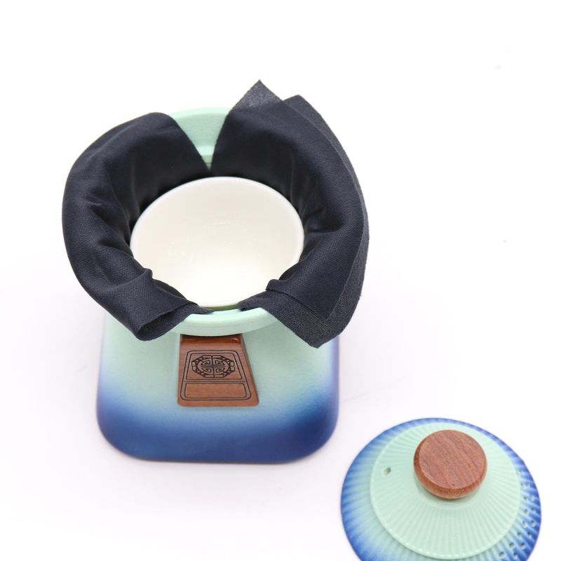 Ensemble Théière Temple et Trois Tasses - Bleu Ciel
