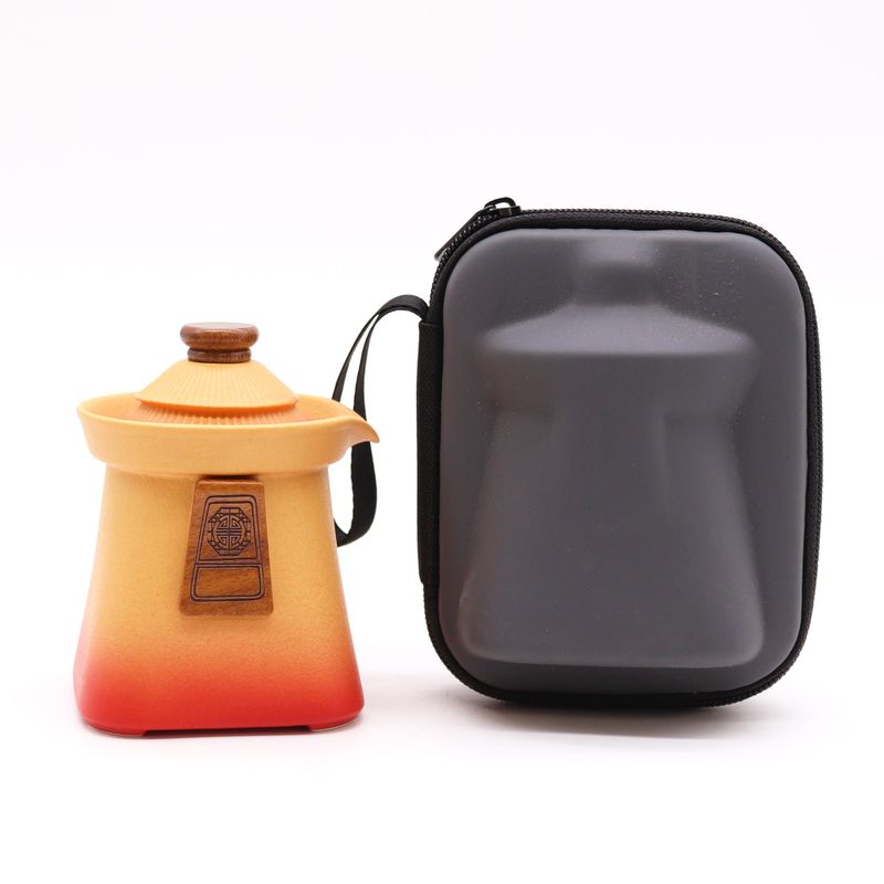 Ensemble Théière Temple et Trois Tasses - Terre Orange