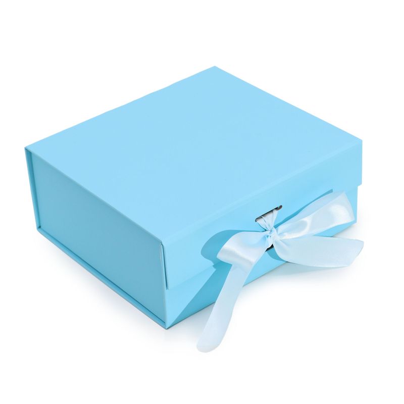 Boîte Cadeau Format Plat - Moyen Carré (20x18.2x8cm) - Bleu Bébé