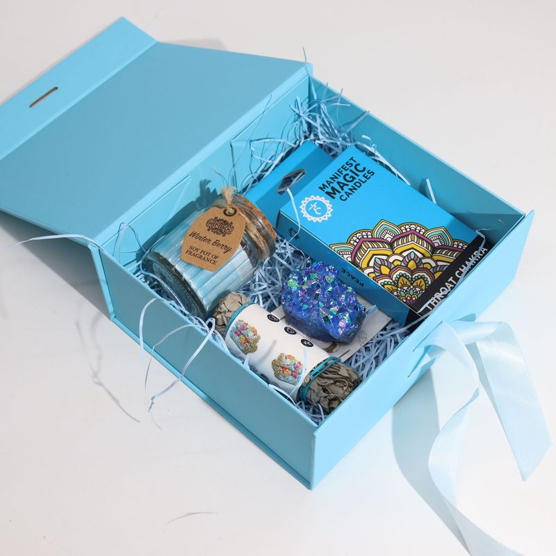 Boîte Cadeau Format Plat - Moyen Carré (20x18.2x8cm) - Bleu Bébé