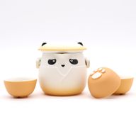 Ensemble Théière Panda et Trois Tasses - Orange