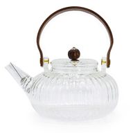 Théière en verre avec infuseur - Perle Rayée Transparente - 850 ml