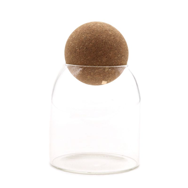 Pot en verre avec bouchon en liège naturel style rustique - transparent - 10 cm