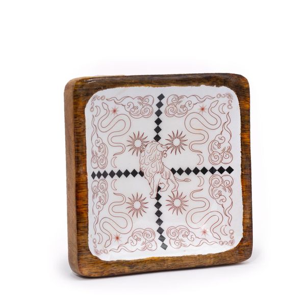 Grand Plateau à Bijoux Carré 15x15x2,5cm - HOP HARE - Lion et Serpent