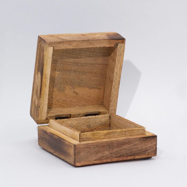 Boîte carrée moyenne 13,5x13,5x6 cm - Design Champignon Bleu-vert