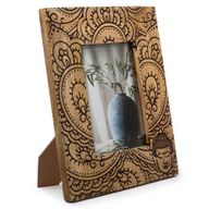 Grand cadre photo en bois de manguier (pour 13x18cm) 28x23x2cm - Bouddha - Noir