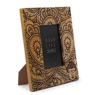 Cadre photo moyen en bois de manguier (pour 10x15cm) 26x20x2cm - Bouddha - Noir