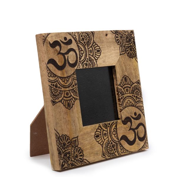 Petit cadre photo en bois de manguier (pour 10x10cm) 20x20x2cm - Mandala - Noir