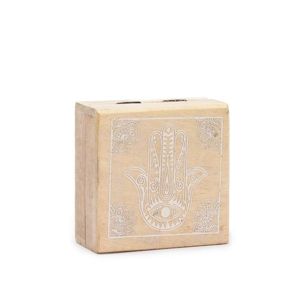 Petite Boîte Carrée 10x10x4,2 cm - Hamsa Blanc