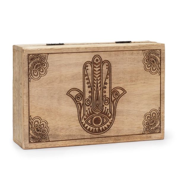 Boîte Rectangulaire Grande 21,5x14x6,3 cm - Hamsa Noir