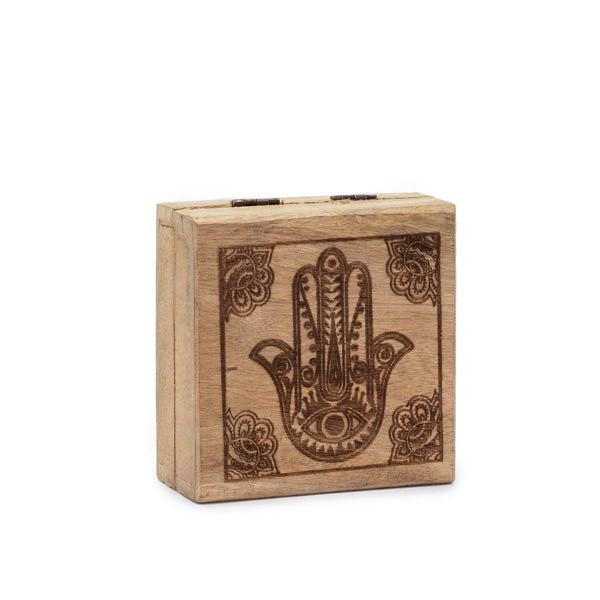 Boîte Carrée Petite 10x10x4,2 cm - Hamsa Noir