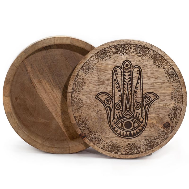 Boîte Ronde Grande 17,5x7,5 cm - Hamsa Noir