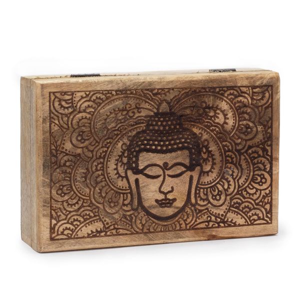 Boîte Rectangulaire Grande 21,5x14x6,3 cm - Visage de Bouddha Noir