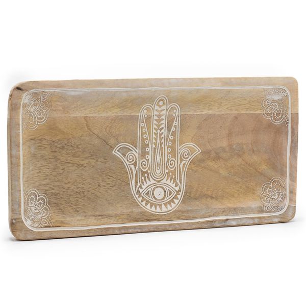 Plateau Long 30x15x2,5 cm - Hamsa Blanc