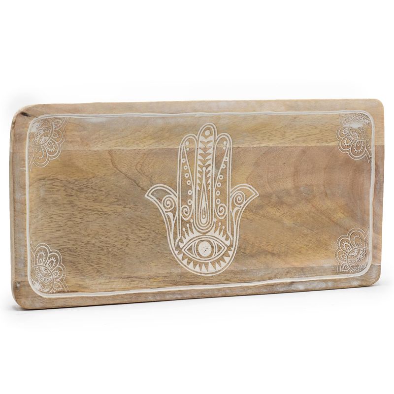 Plateau Long 30x15x2,5 cm - Hamsa Blanc