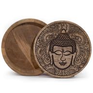 Boîte Ronde Grande 17,5x7,5 cm - Visage de Bouddha Noir