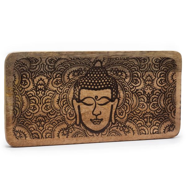 Plateau Long 30x15x2,5 cm - Visage de Bouddha Noir