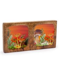 Double plateau à bijoux 20x10x2,5 cm - Design Champignon Bordeaux
