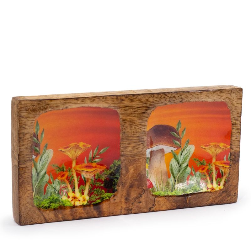 Double plateau à bijoux 20x10x2,5 cm - Design Champignon Bordeaux