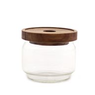 Pot en verre avec bouchon en bambou naturel style rustique - 7 cm