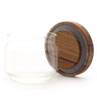 Pot en verre avec bouchon en bambou naturel style rustique - 7 cm
