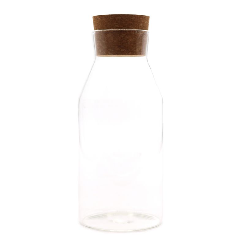 Pot en verre avec bouchon en liège naturel style rustique - transparent - 20 cm