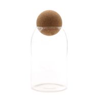 Pot en verre avec bouchon en liège naturel style rustique - transparent - 15 cm